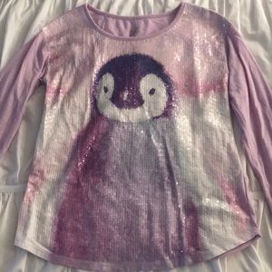 Girl long sleeved sparkly penguin shirt